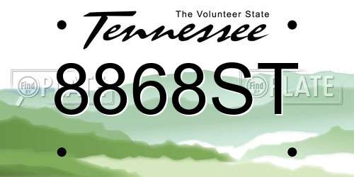 8868ST Tennessee License Plate
