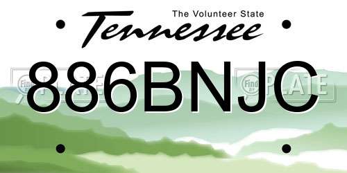 886BNJC Tennessee License Plate