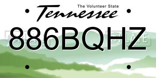 886BQHZ Tennessee License Plate