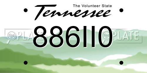 886II0 Tennessee License Plate