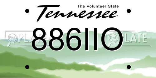 886IIO Tennessee License Plate