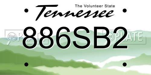 886SB2 Tennessee License Plate