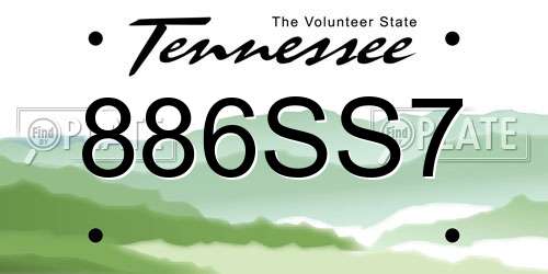 886SS7 Tennessee License Plate