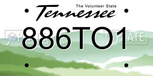 886TO1 Tennessee License Plate