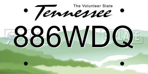 886WDQ Tennessee License Plate