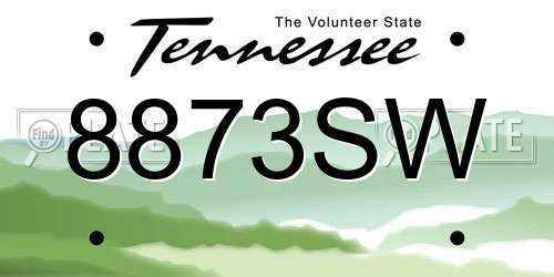 8873SW Tennessee License Plate