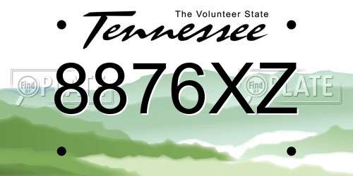 8876XZ Tennessee License Plate