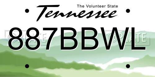 887BBWL Tennessee License Plate