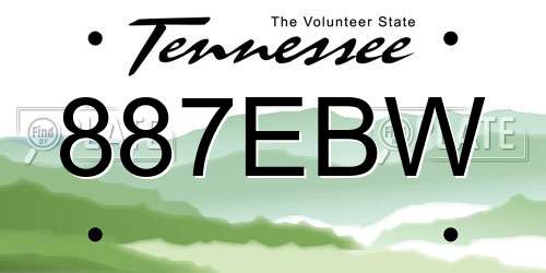 887EBW Tennessee License Plate