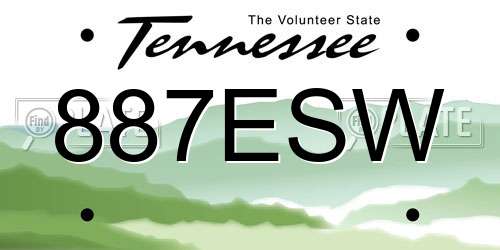 887ESW Tennessee License Plate