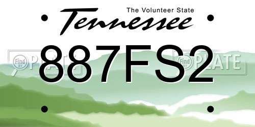 887FS2 Tennessee License Plate