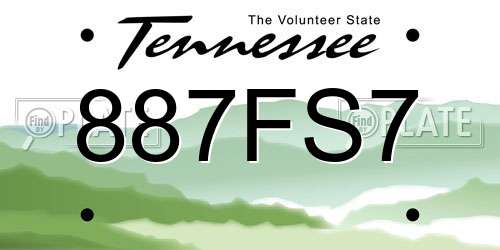 887FS7 Tennessee License Plate