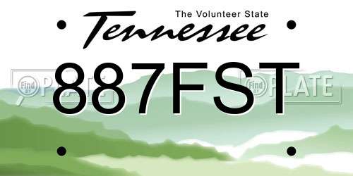 887FST Tennessee License Plate