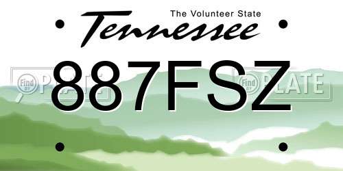 887FSZ Tennessee License Plate