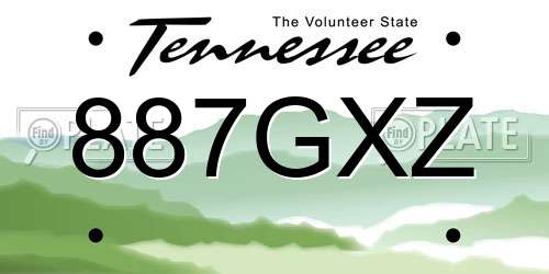 887GXZ Tennessee License Plate
