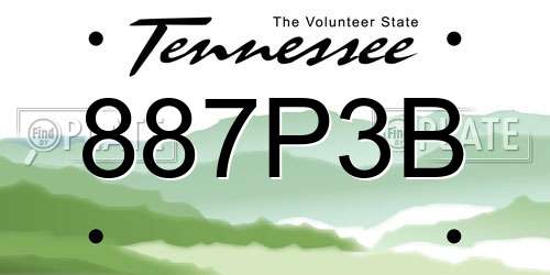887P3B Tennessee License Plate