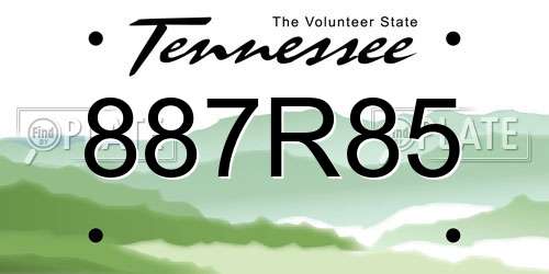 887R85 Tennessee License Plate