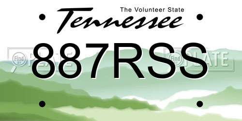 887RSS Tennessee License Plate