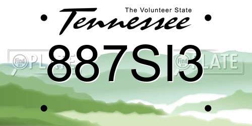 887SI3 Tennessee License Plate
