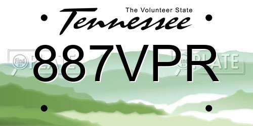 887VPR Tennessee License Plate