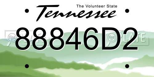 88846D2 Tennessee License Plate