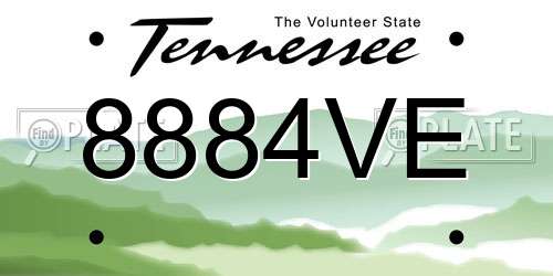 8884VE Tennessee License Plate