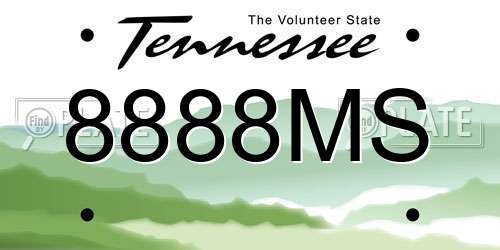 8888MS Tennessee License Plate