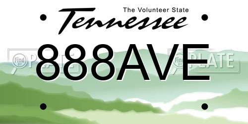 888AVE Tennessee License Plate