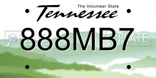 888MB7 Tennessee License Plate