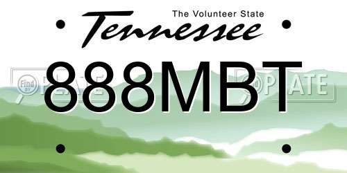 888MBT Tennessee License Plate