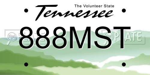 888MST Tennessee License Plate