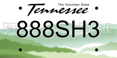 888SH3 Tennessee License Plate