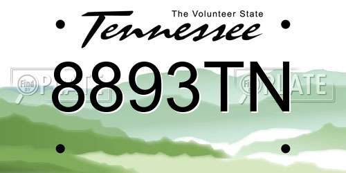 8893TN Tennessee License Plate