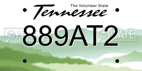 889AT2 Tennessee License Plate