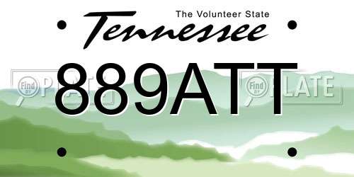 889ATT Tennessee License Plate
