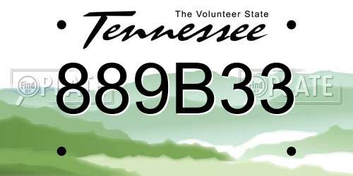 889B33 Tennessee License Plate