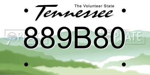 889B80 Tennessee License Plate