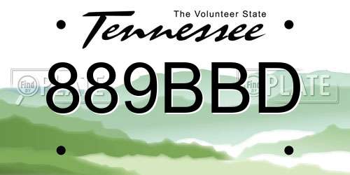 889BBD Tennessee License Plate
