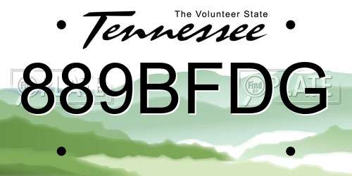 889BFDG Tennessee License Plate