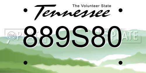 889S80 Tennessee License Plate