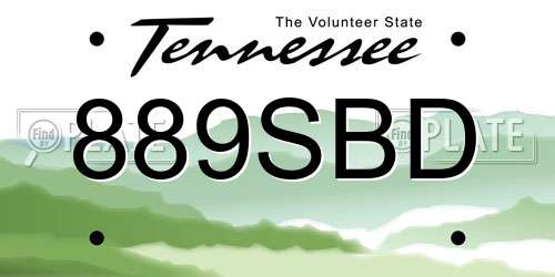 889SBD Tennessee License Plate