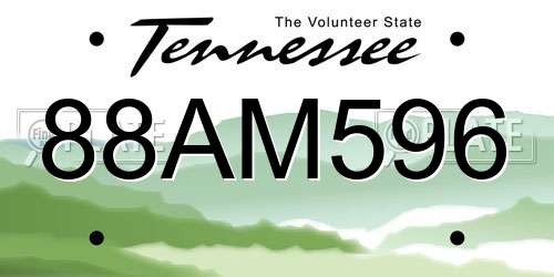 88AM596 Tennessee License Plate