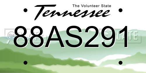 88AS291 Tennessee License Plate