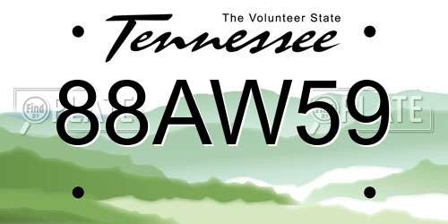 88AW59 Tennessee License Plate