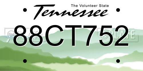 88CT752 Tennessee License Plate