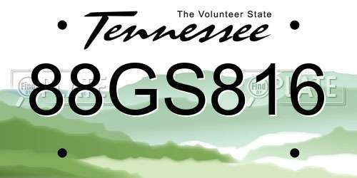 88GS816 Tennessee License Plate
