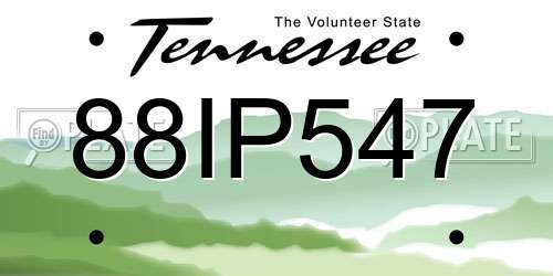 88IP547 Tennessee License Plate