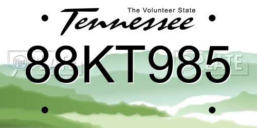 88KT985 Tennessee License Plate
