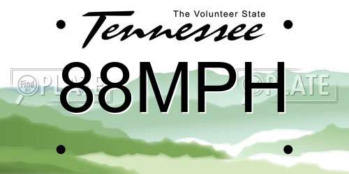 88MPH Tennessee License Plate