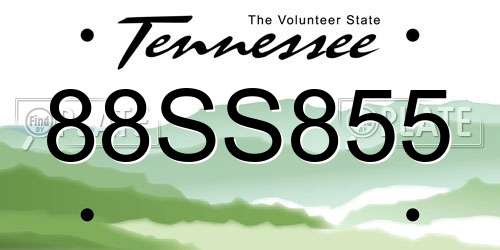 88SS855 Tennessee License Plate
